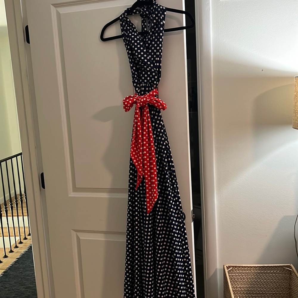 Vintage Jane Justin for Don Sophisticates polka dot halter dress